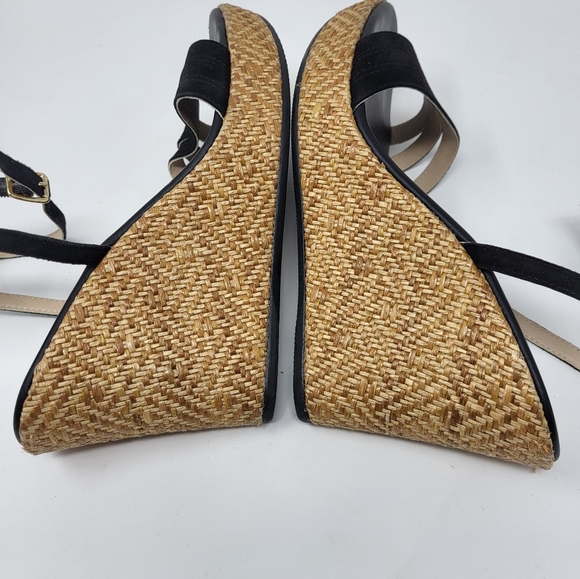 Clorinda Antinori Espadrille Ankle Strap Wedge Black Suede Strap High Shoe 9 - Picture 7 of 11